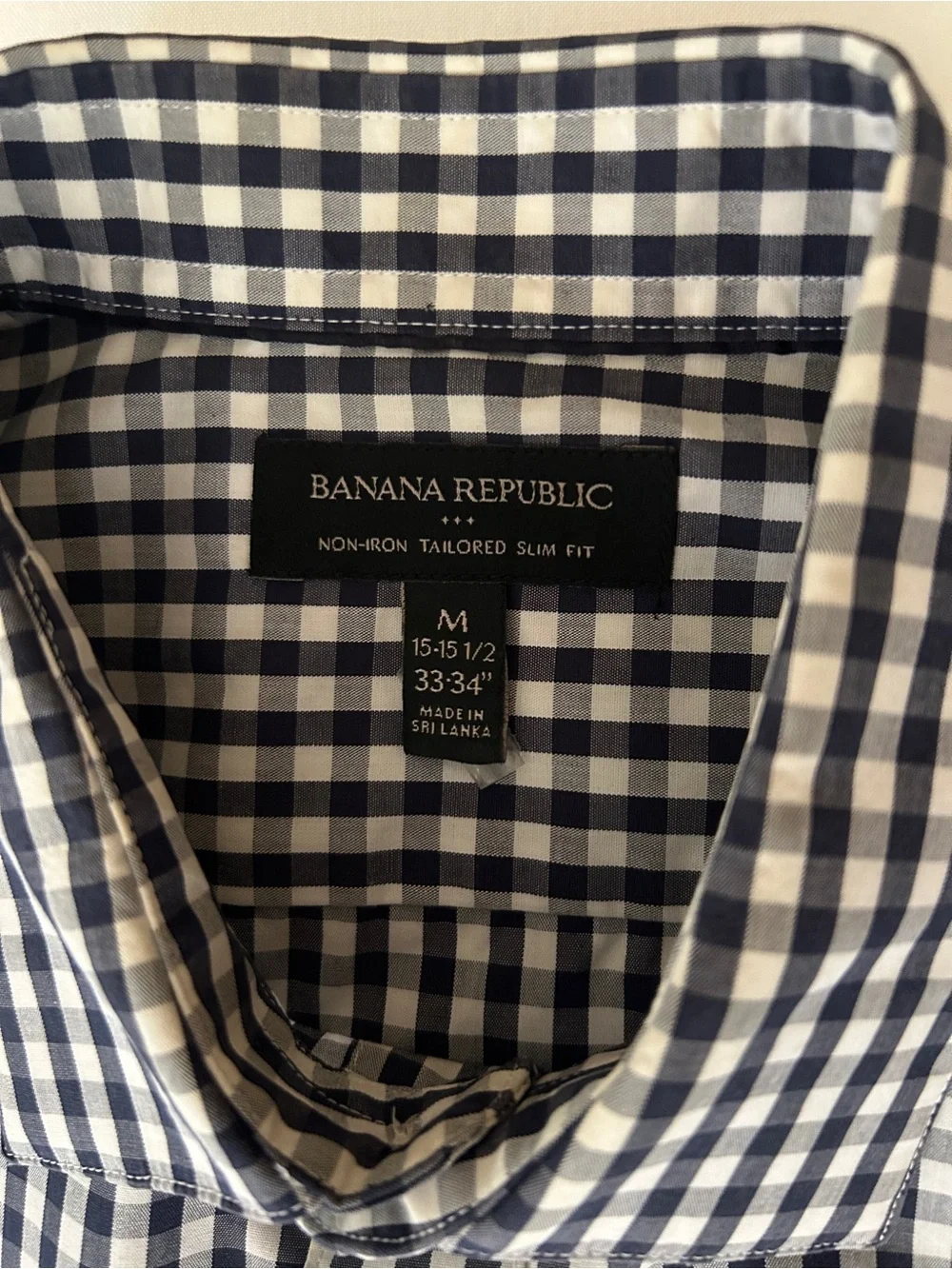 Banana Republic Navy and White Gingham Button-Down Shirt